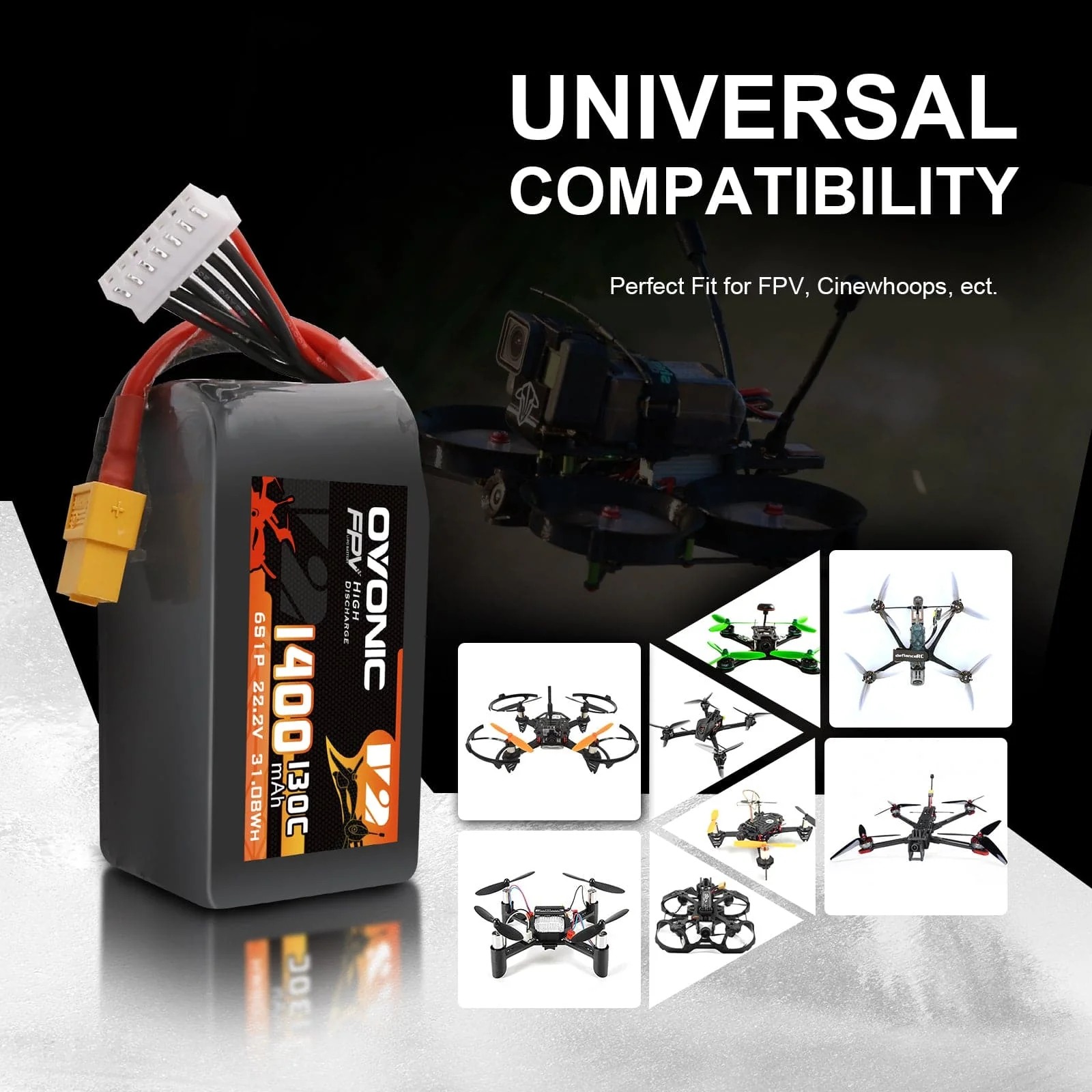 Ovonic 6S 1400mAh 130C LiPo Ba - Walksnail Avatar Hd Goggles X ulasan dan harga